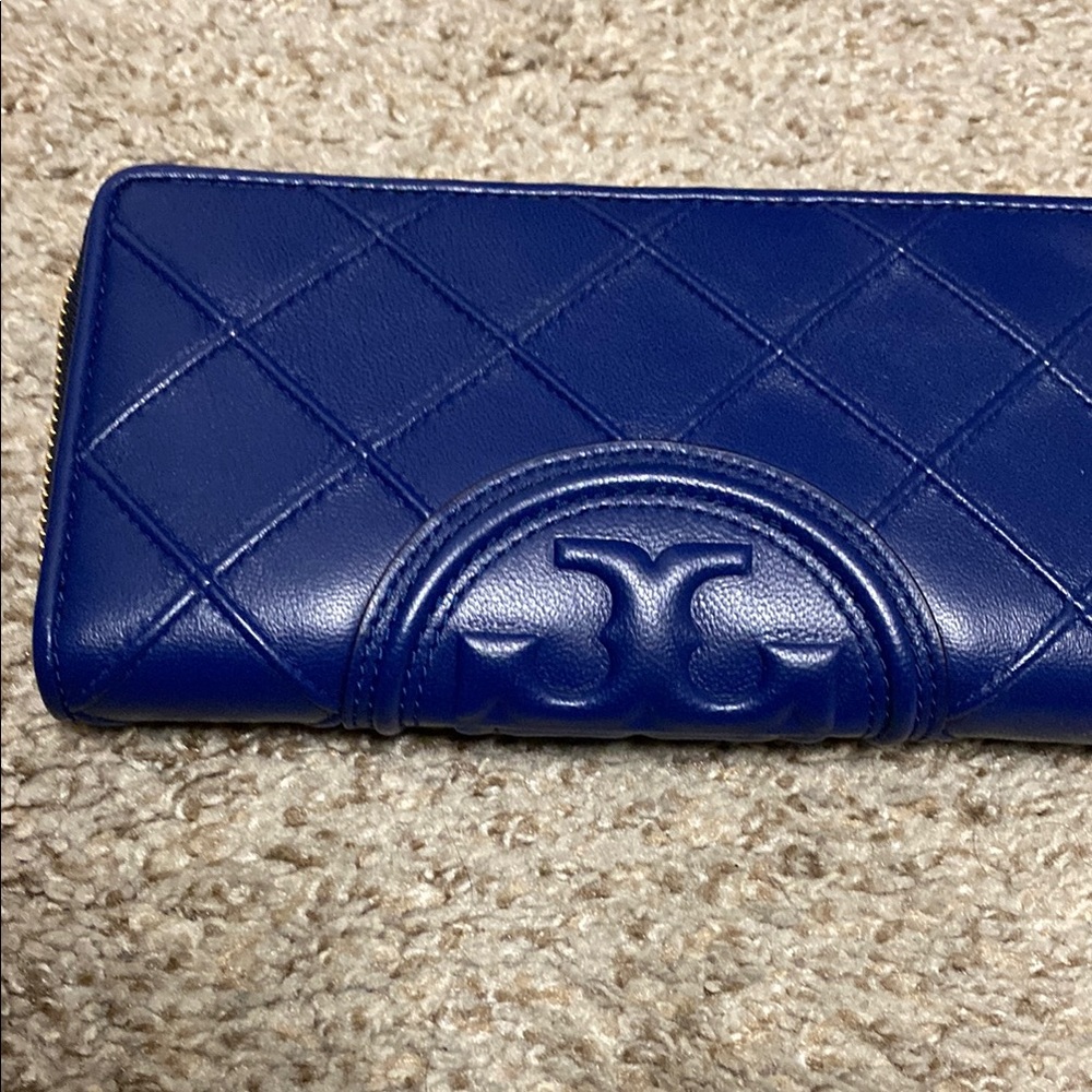Tory Burch Blue Quilted Leather Wallet